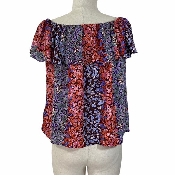 Anthropologie Maeve floral ruffle Top boho multicolor flower print - Picture 3 of 10